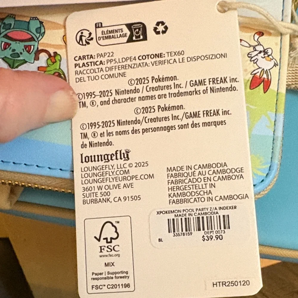 Loungefly Pokémon Beach Adventure Kids Backpack - Blue and White & Wallet - Picture 4 of 16